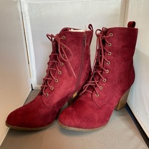 Charlotte Russe Burgundy Lace-up Ankle Boots